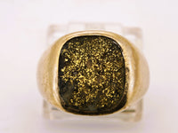 14K Gold Quartz Signet Ring