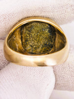 14K Gold Quartz Signet Ring
