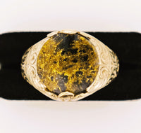 9ct Yellow Gold Ornate Black Gold Quartz Ring