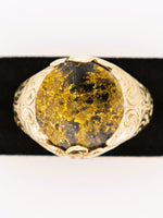 9ct Yellow Gold Ornate Black Gold Quartz Ring