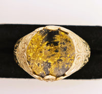 9ct Yellow Gold Ornate Black Gold Quartz Ring