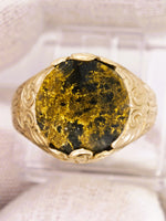 9ct Yellow Gold Ornate Black Gold Quartz Ring