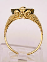 9ct Yellow Gold Ornate Black Gold Quartz Ring