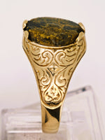 9ct Yellow Gold Ornate Black Gold Quartz Ring