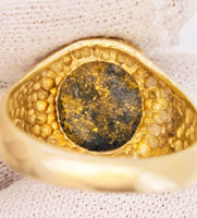 9ct Yellow Gold Ornate Black Gold Quartz Ring