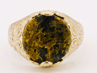 9ct Yellow Gold Ornate Black Gold Quartz Ring
