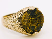 9ct Yellow Gold Ornate Black Gold Quartz Ring