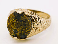 9ct Yellow Gold Ornate Black Gold Quartz Ring