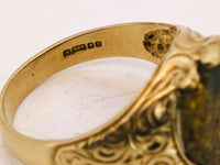 9ct Yellow Gold Ornate Black Gold Quartz Ring