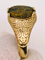 9ct Yellow Gold Ornate Black Gold Quartz Ring
