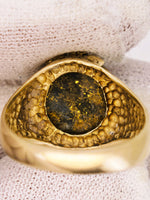 9ct Yellow Gold Ornate Black Gold Quartz Ring