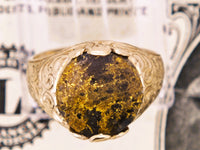 9ct Yellow Gold Ornate Black Gold Quartz Ring