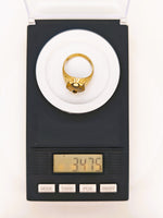 9ct Yellow Gold Ornate Black Gold Quartz Ring