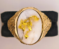 9ct Yellow Gold 16to1 mine Gold Quartz Signet Ring