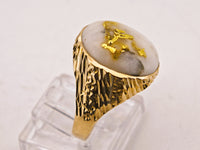 9ct Yellow Gold 16to1 mine Gold Quartz Signet Ring