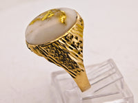 9ct Yellow Gold 16to1 mine Gold Quartz Signet Ring