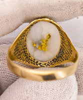 9ct Yellow Gold 16to1 mine Gold Quartz Signet Ring
