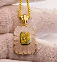 14K Rose & Gold Quartz Pendant