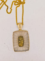 14K Diamond & Gold Quartz Pendant 14.40 Grams