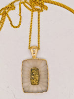 14K Diamond & Gold Quartz Pendant 14.40 Grams