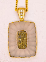 14K Diamond & Gold Quartz Pendant 14.40 Grams
