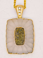 14K Diamond & Gold Quartz Pendant 14.40 Grams