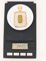 14K Diamond & Gold Quartz Pendant 14.40 Grams