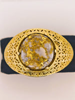 14K Gold in Quartz Filigree Ring - Milor Italy