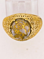 14K Gold in Quartz Filigree Ring - Milor Italy