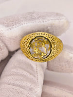 14K Gold in Quartz Filigree Ring - Milor Italy