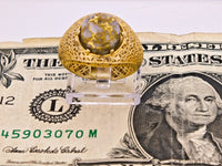 14K Gold in Quartz Filigree Ring - Milor Italy