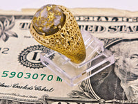 14K Gold in Quartz Filigree Ring - Milor Italy