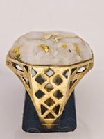 20.93ct 16to1 mine Octagon Gold Quartz Signet Ring