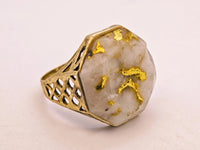 20.93ct 16to1 mine Octagon Gold Quartz Signet Ring