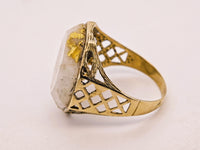 20.93ct 16to1 mine Octagon Gold Quartz Signet Ring