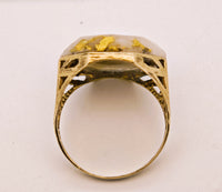 20.93ct 16to1 mine Octagon Gold Quartz Signet Ring