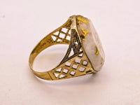 20.93ct 16to1 mine Octagon Gold Quartz Signet Ring