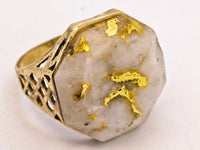20.93ct 16to1 mine Octagon Gold Quartz Signet Ring