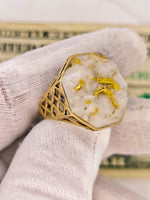 20.93ct 16to1 mine Octagon Gold Quartz Signet Ring