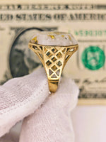 20.93ct 16to1 mine Octagon Gold Quartz Signet Ring