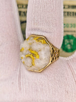 20.93ct 16to1 mine Octagon Gold Quartz Signet Ring