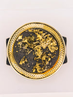 9ct Yellow Gold Round Black Gold Quartz Ring