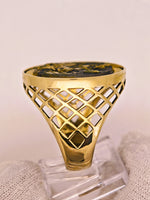 9ct Yellow Gold Round Black Gold Quartz Ring