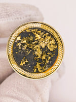 9ct Yellow Gold Round Black Gold Quartz Ring