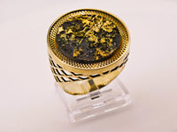 9ct Yellow Gold Round Black Gold Quartz Ring