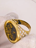 9ct Yellow Gold Round Black Gold Quartz Ring