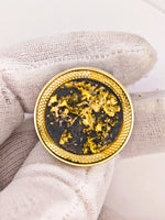 9ct Yellow Gold Round Black Gold Quartz Ring