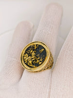 9ct Yellow Gold Round Black Gold Quartz Ring