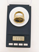 9ct Yellow Gold Round Black Gold Quartz Ring