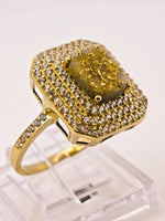 14K Gold in Quartz & Diamond Accent Ring